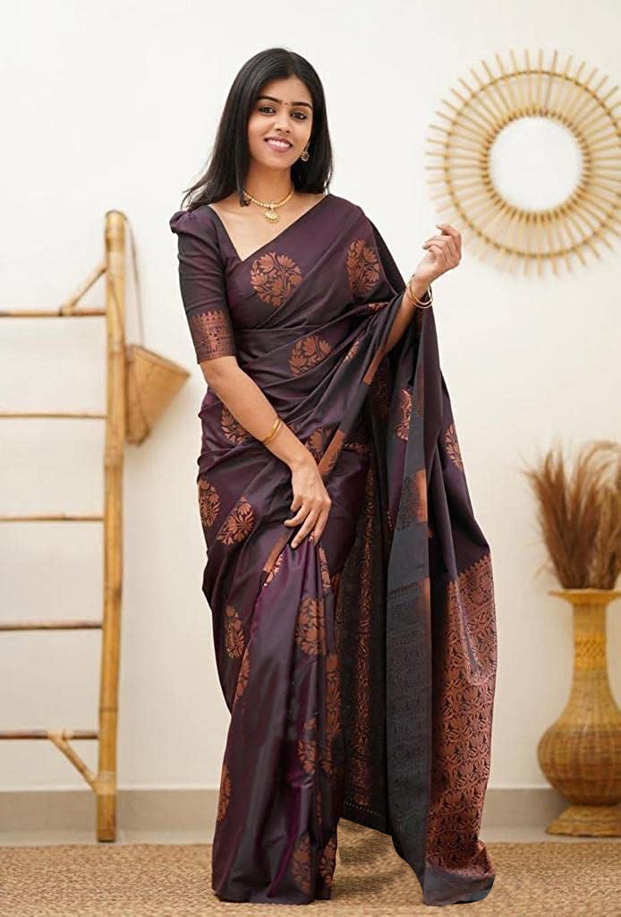 Vamika Purple Banarasi Jacquard Weaving Saree | Grocsy