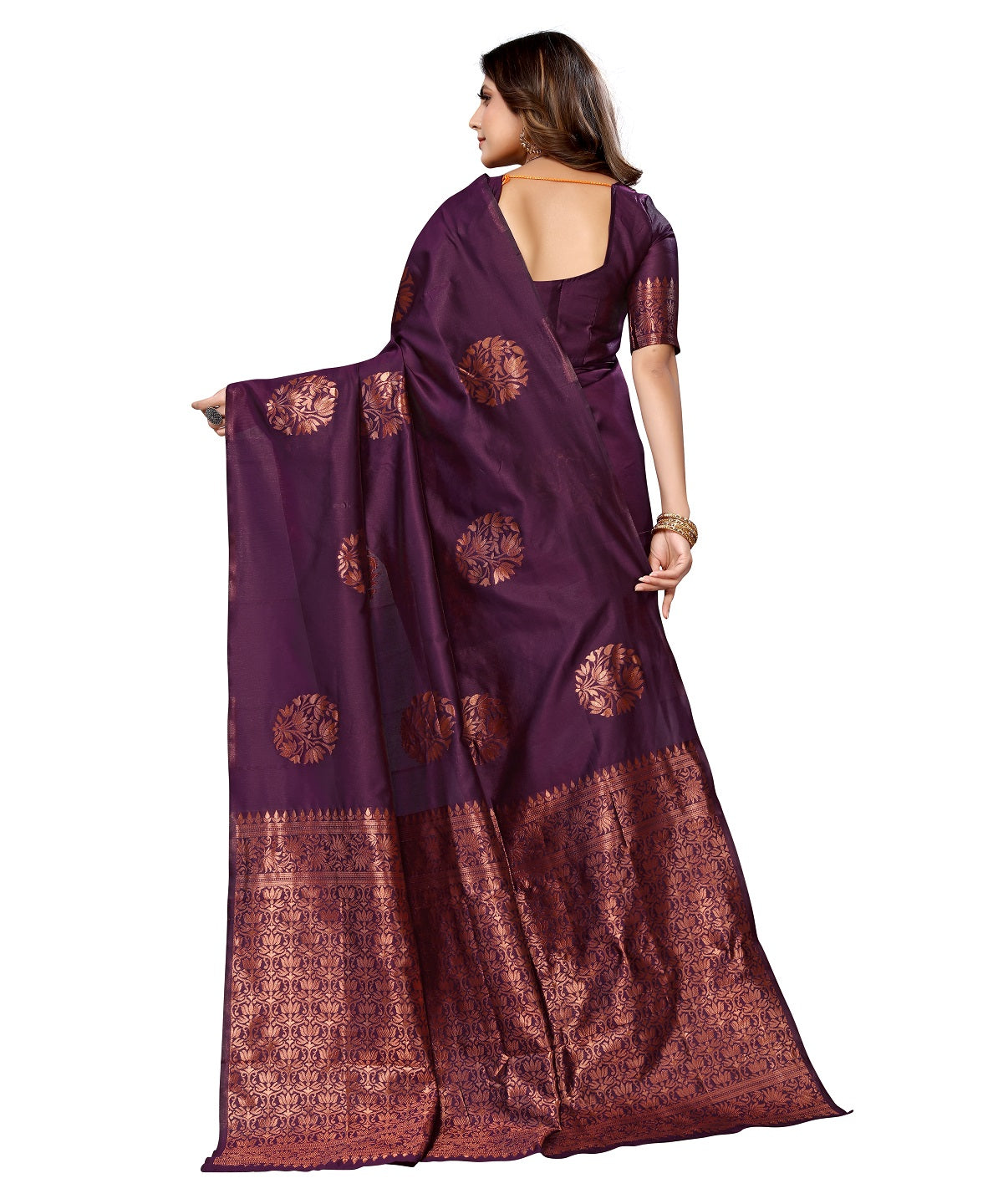 Vamika Purple Banarasi Jacquard Weaving Saree | Grocsy