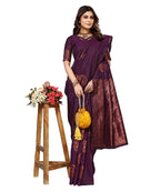 Vamika Purple Banarasi Jacquard Weaving Saree | Grocsy