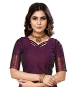 Vamika Purple Banarasi Jacquard Weaving Saree | Grocsy