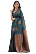 Vamika Rama Banarasi Jacquard Weaving Saree | Grocsy