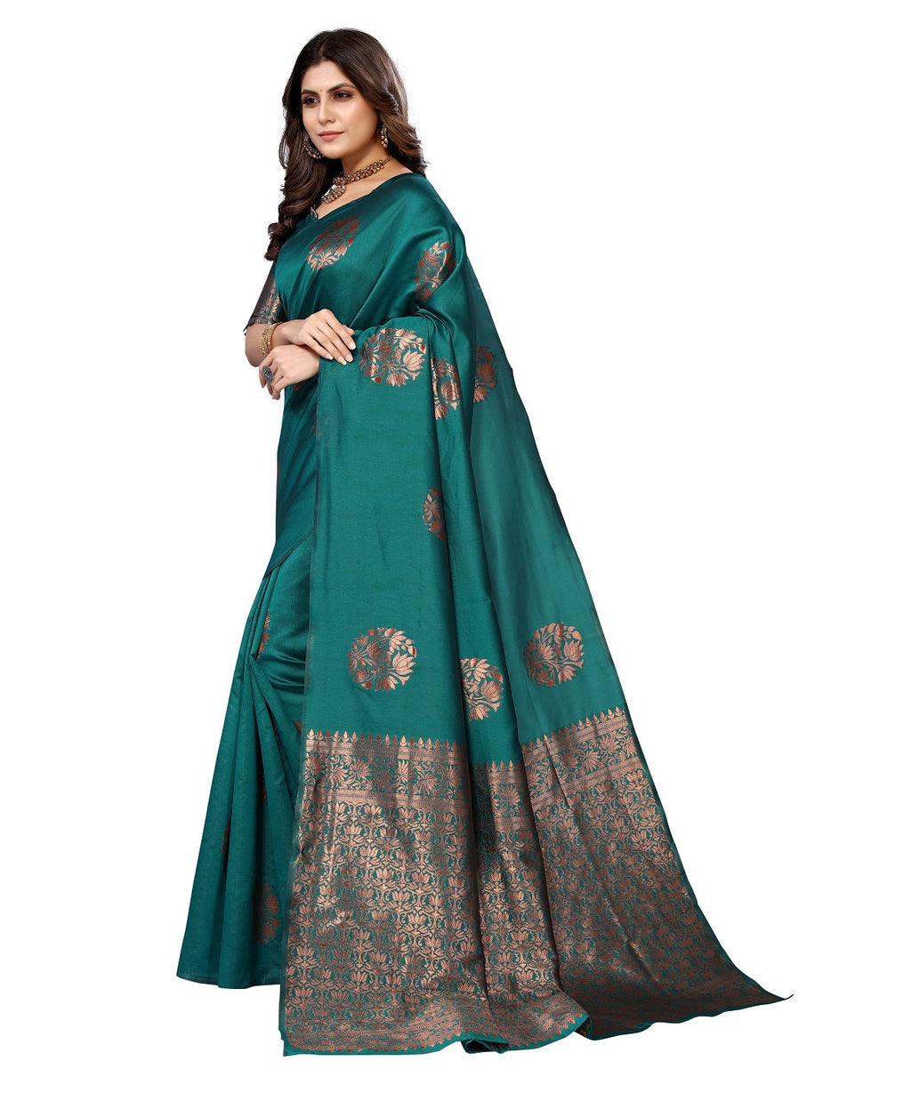 Vamika Rama Banarasi Jacquard Weaving Saree | Grocsy