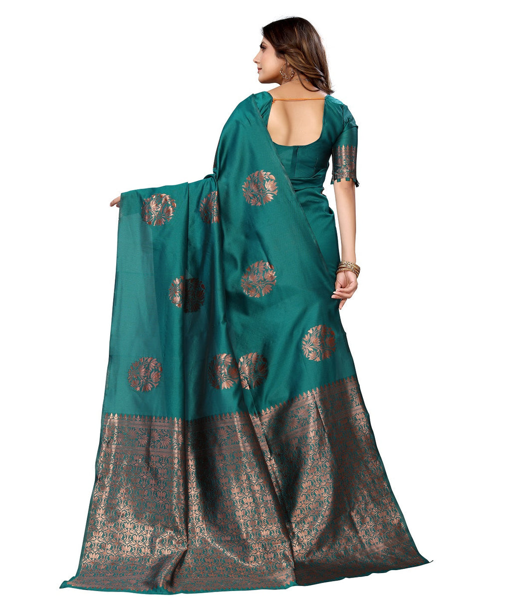 Vamika Rama Banarasi Jacquard Weaving Saree | Grocsy