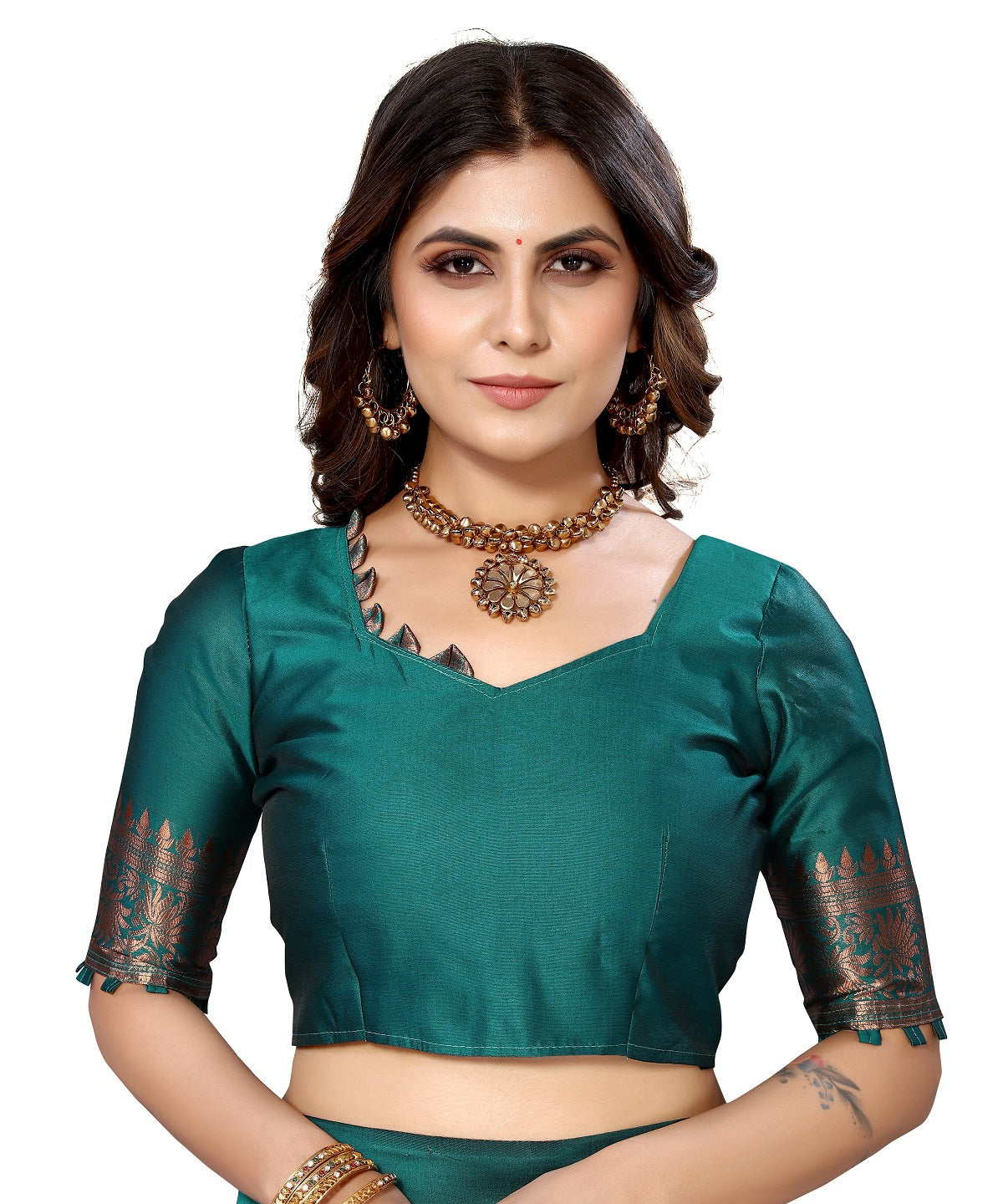 Vamika Rama Banarasi Jacquard Weaving Saree | Grocsy