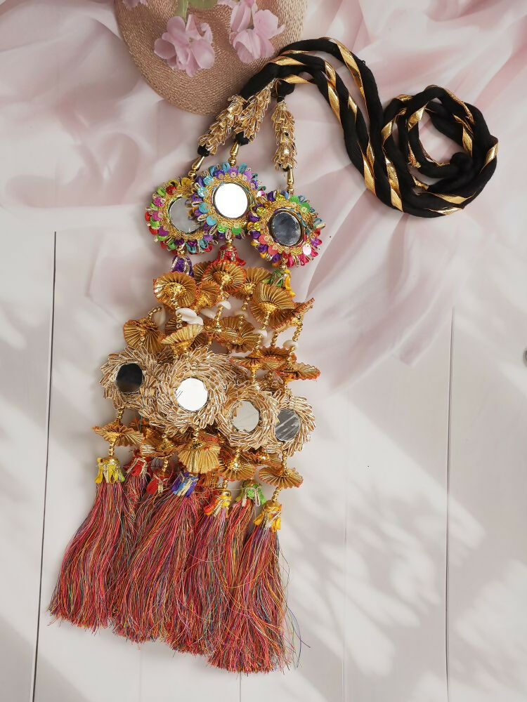 Ruby Raang Colorful Gold Work Parandi | Grocsy