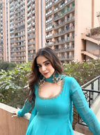 Teeya Creation New Trendy Stylish Anarkali Gown Set - Sky Blue | Grocsy