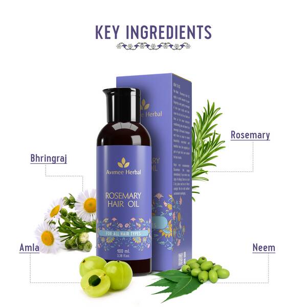 Avimee Herbal Rosemary Hair Oil For Hair Growth With Neem, Amla & Bhringraj Oil | Grocsy