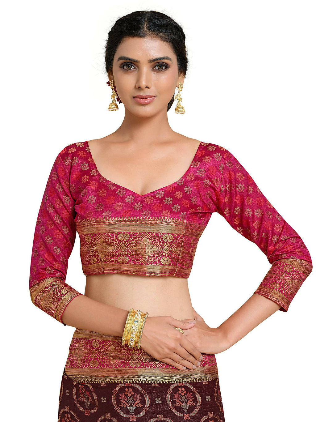Mimosa Women's Kanjivaram Art Silk Burgundy Saree | Grocsy
