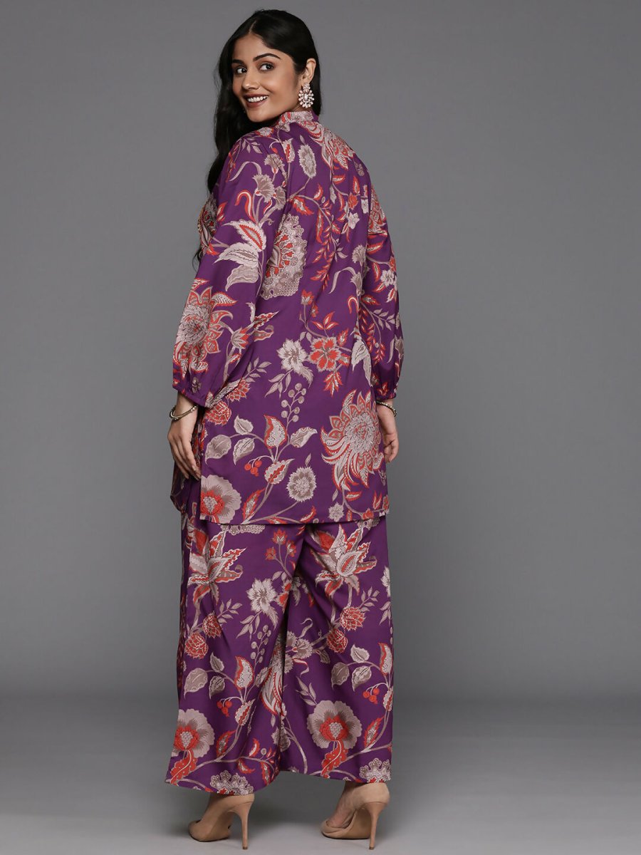 Ahalyaa Women's Traditional Wear Co-ords - Purple | Grocsy
