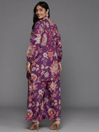 Ahalyaa Women's Traditional Wear Co-ords - Purple | Grocsy