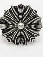 NVR Women's Silver-Toned Floral Shape Adjustable Finger Ring | Grocsy