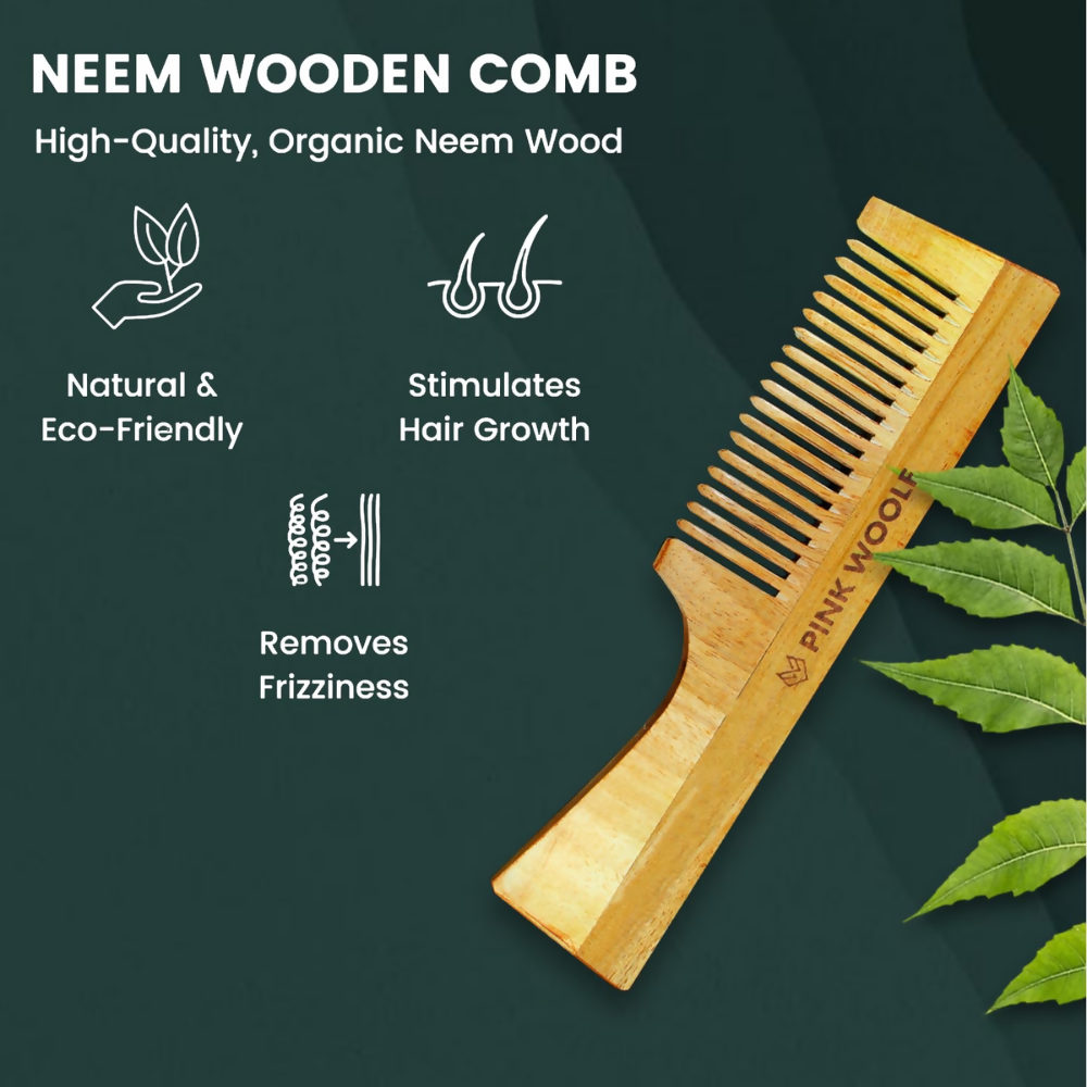 Pink Woolf Neem Wood Comb | Grocsy