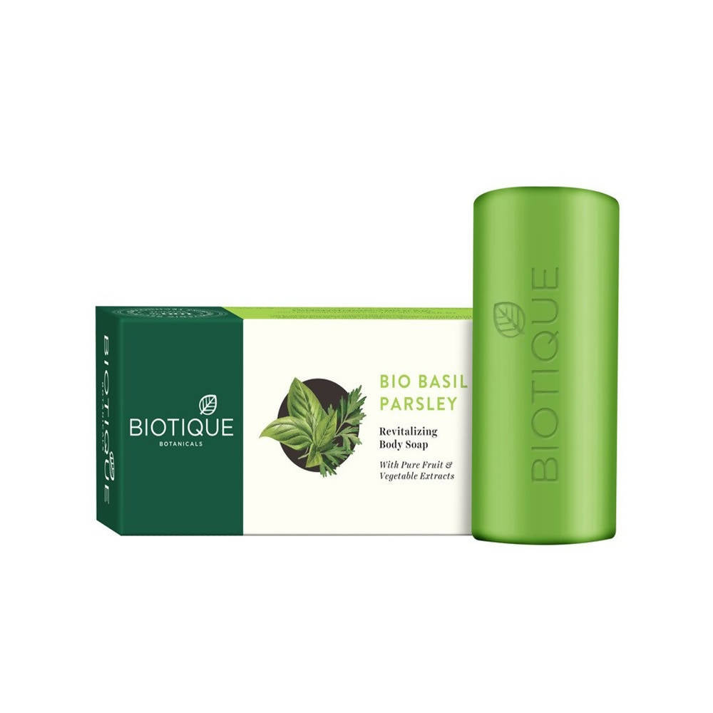 Biotique Advanced Ayurveda Bio Basil & Parsley Revitalizing Body Soap | Grocsy