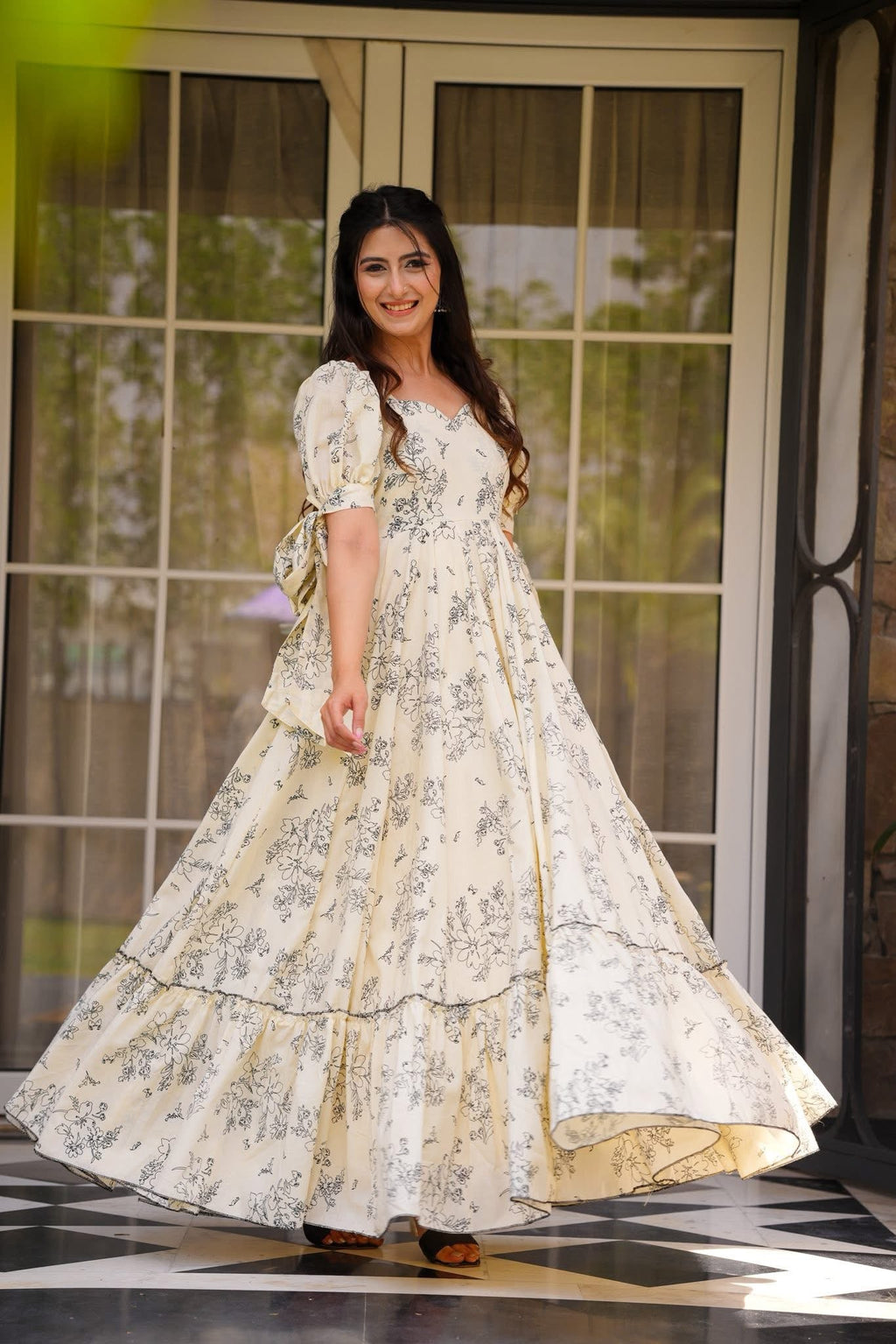The52 Women's Gorgeous Flared Partywear Designer Poly Rayon Gown | Grocsy