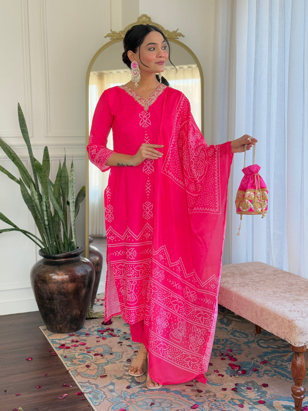 Teeya Creation Pink Colour French Crepe Digital Print With Embroidery Work Fully Stitched Kurti Set | Grocsy