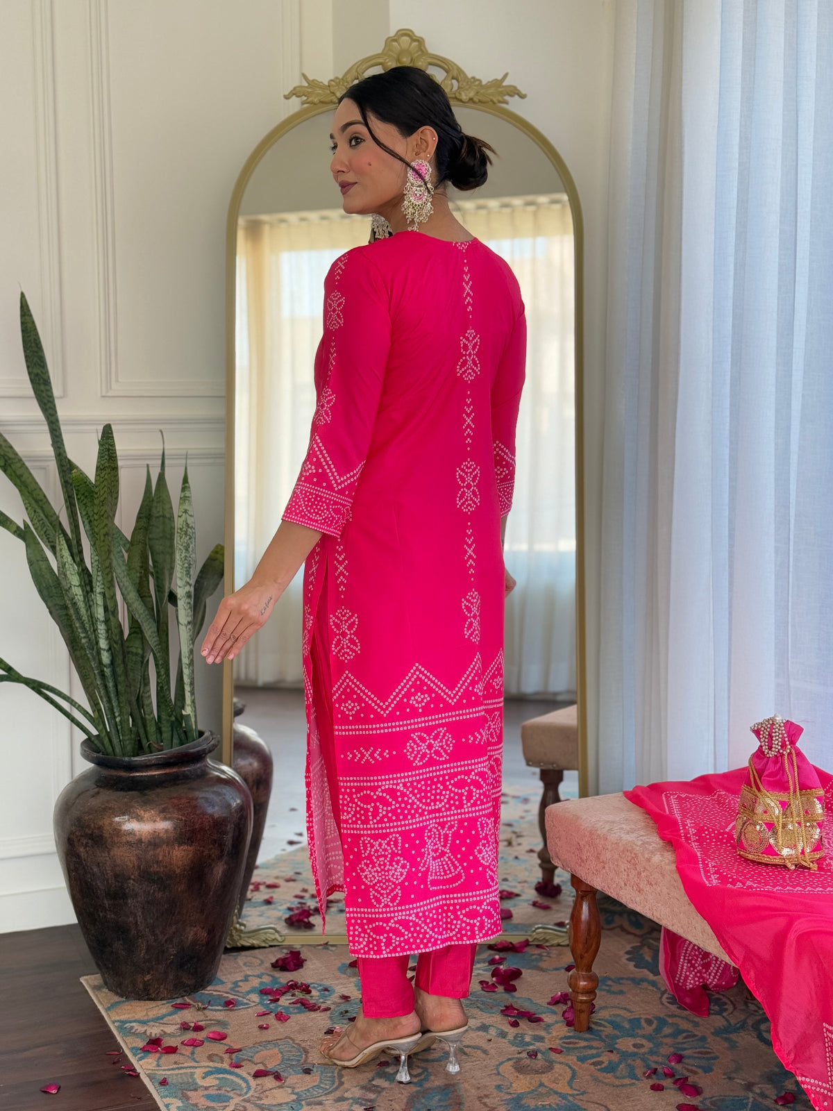 Teeya Creation Pink Colour French Crepe Digital Print With Embroidery Work Fully Stitched Kurti Set | Grocsy