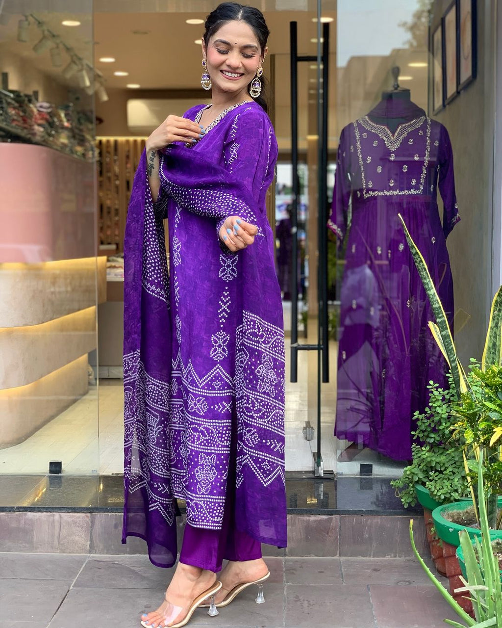 The52 Silk Blend Printed Fabric work Straight cut Kurta, Pant and Dupatta Set | Grocsy