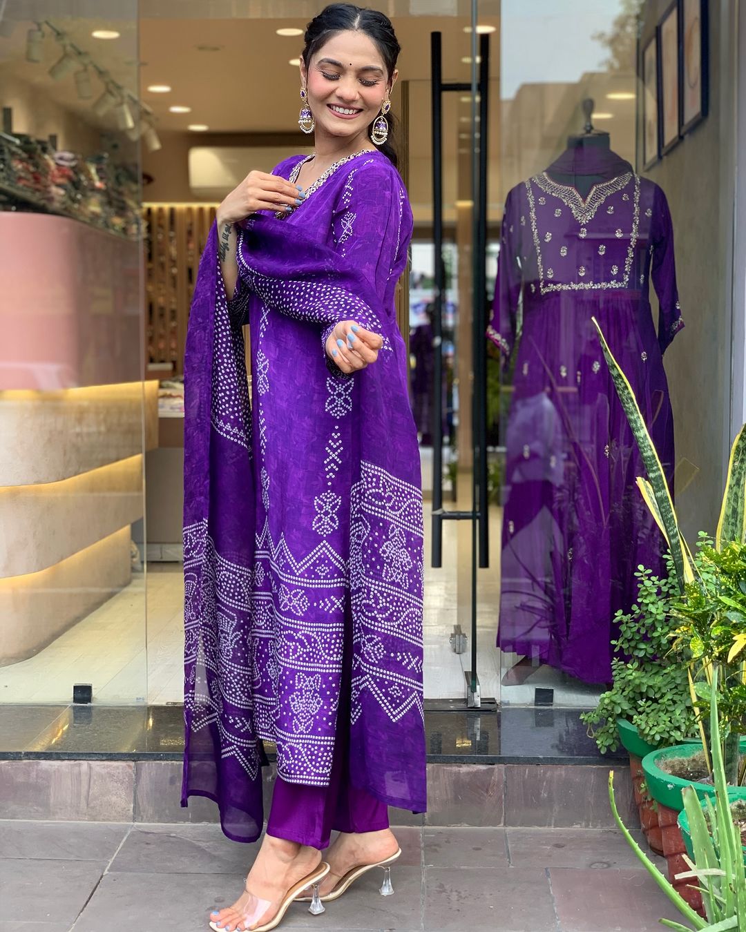 The52 Silk Blend Printed Fabric work Straight cut Kurta, Pant and Dupatta Set | Grocsy