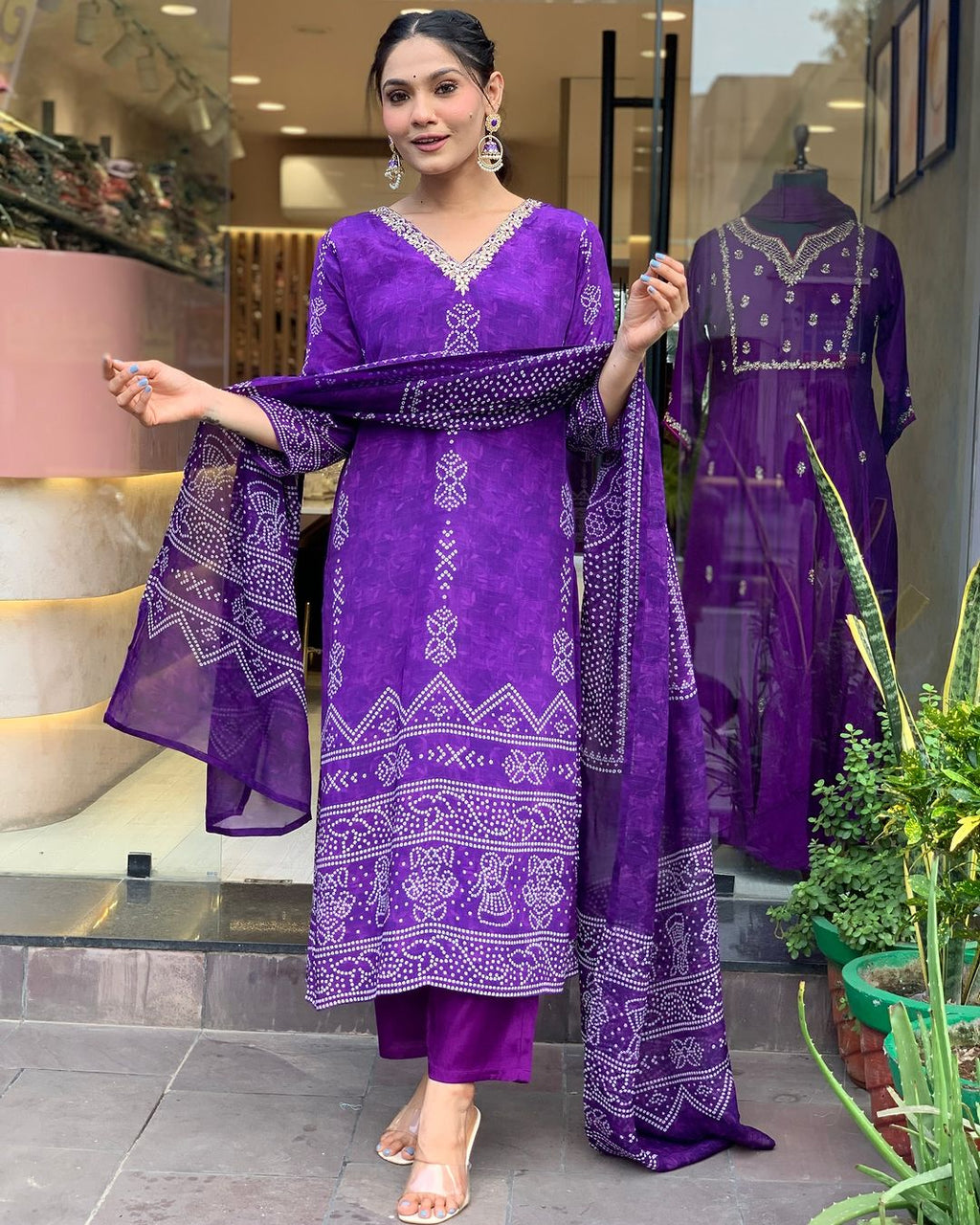 The52 Silk Blend Printed Fabric work Straight cut Kurta, Pant and Dupatta Set | Grocsy