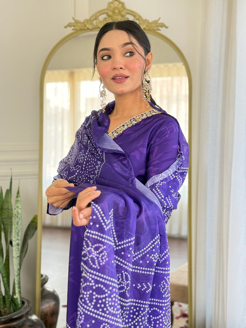 Teeya Creation Purple Colour French Crepe Digital Print With Embroidery Work Fully Stitched Kurti Set | Grocsy