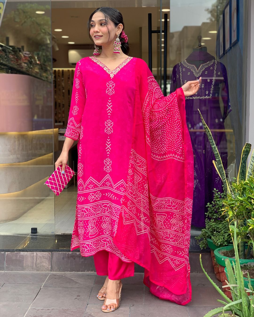 The52 Silk Blend Printed Fabric work Straight cut Kurta, Pant and Dupatta Set | Grocsy