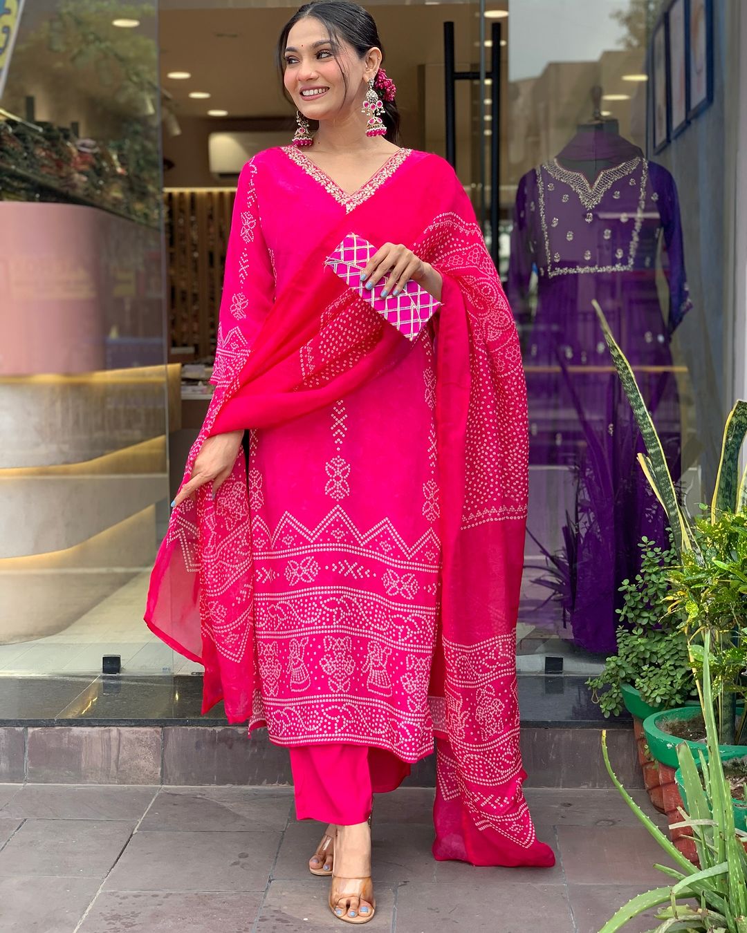 The52 Silk Blend Printed Fabric work Straight cut Kurta, Pant and Dupatta Set | Grocsy