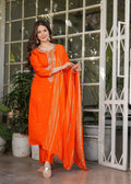 The52 Beautiful Embroidered Viscose Chanderi Fabric Straight Kurta, Pant and Dupatta Set | Grocsy