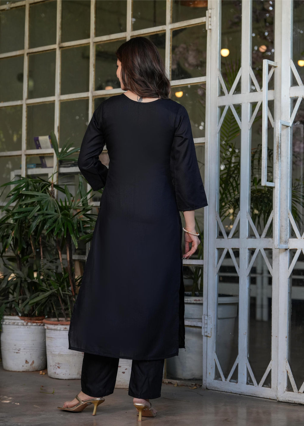 The52 Beautiful Thread Work Viscose Rayon Fabric Straight Kurta, Pant and Dupatta Set | Grocsy