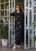 The52 French Crepe Fabric work Straight cut Kurta, Pant and Dupatta Set | Grocsy