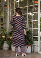 Teeya Creation Black Color Pure Cotton Digital Print Fully Stitched Kurti Set | Grocsy
