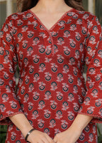 The52 Women's Printed Pure Cotton Fabric Straight Kurta, Pant and Dupatta Set | Grocsy