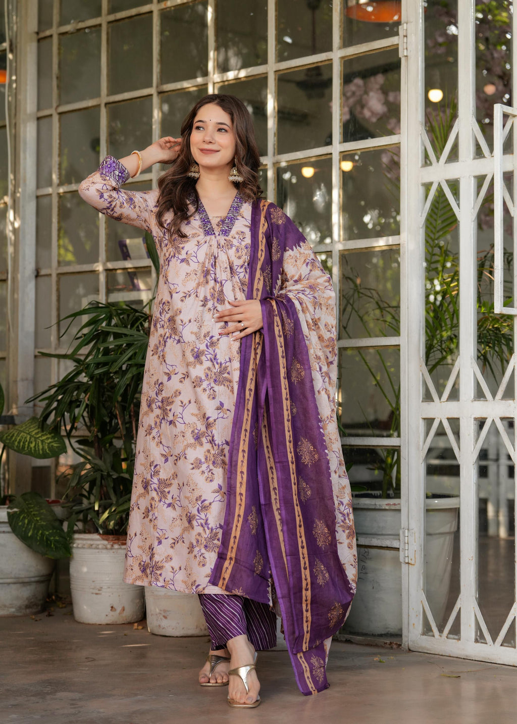 The52 Women's Printed Pure Cotton Fabric Straight Kurta, Pant and Dupatta Set | Grocsy