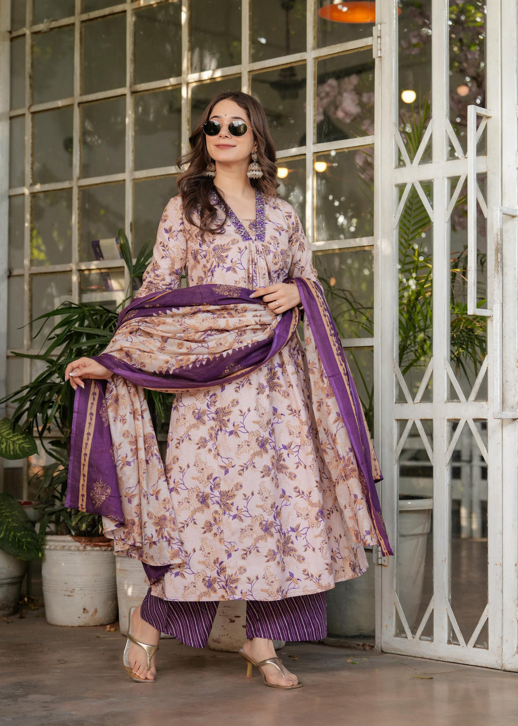 The52 Women's Printed Pure Cotton Fabric Straight Kurta, Pant and Dupatta Set | Grocsy