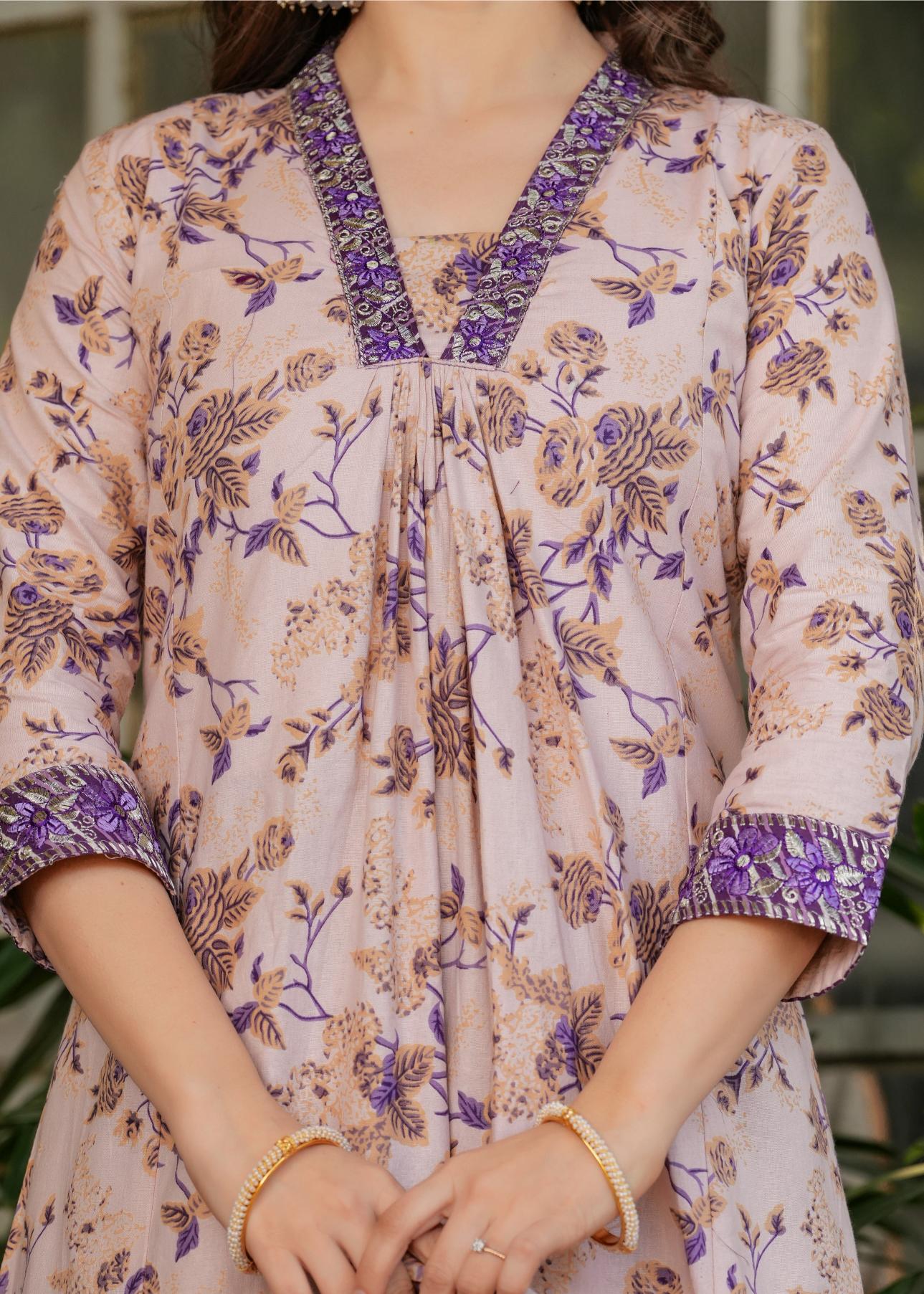 The52 Women's Printed Pure Cotton Fabric Straight Kurta, Pant and Dupatta Set | Grocsy