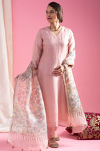 Teeya Creation Peach Color Viscose Chanderi Embroidery Work Fully Stitched Kurti Set | Grocsy