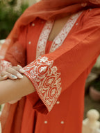 The52 Women Beautiful Viscose Chanderi Fabric Flared Kurta, Pant and Dupatta Set | Grocsy