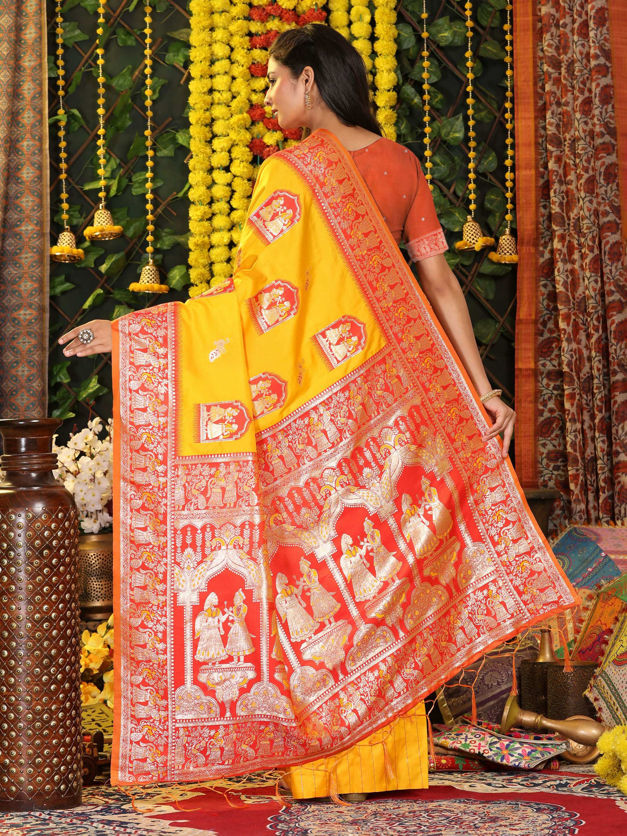 Shree Shyam Fashion Silk Yellow Saree | Grocsy