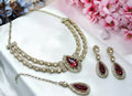 Jewel City Teardrop Bridal Necklace Set with Earrings & Maang Tikka - Ethnic Wedding Jewelry for Brides & Parties | Grocsy