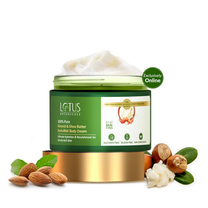 Lotus Botanicals 100% Pure Almond & Shea Butter HydraMelt Body Cream | Grocsy