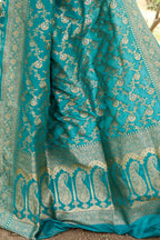 Joban Fashion Green Banarasi Soft Pure Handloom Banarasi Silk Saree | Grocsy