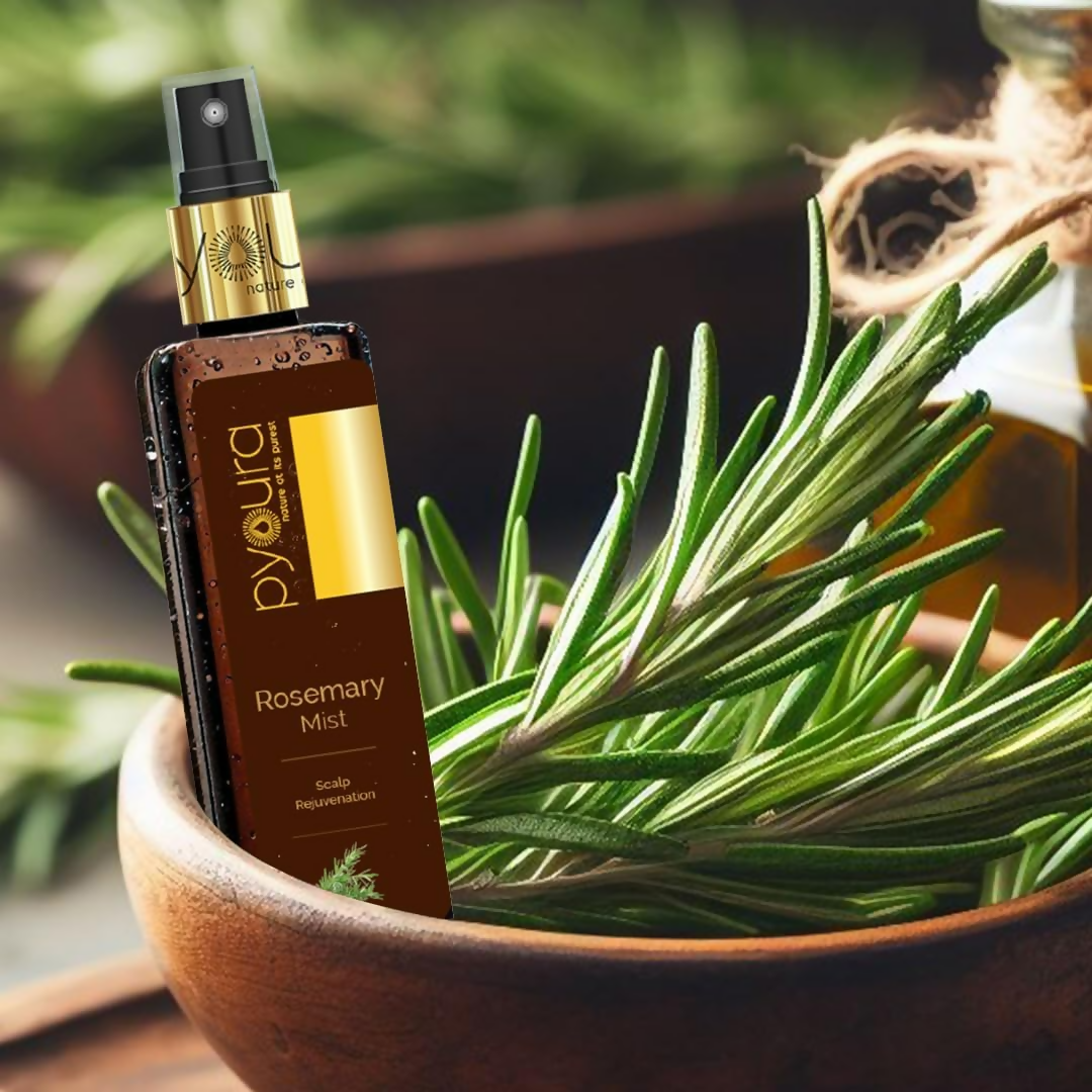 Pyoura Rosemary Water Spray For Hair Fall Control Natural Non-Greasy Heat Protection Serum Mist Toner | Grocsy