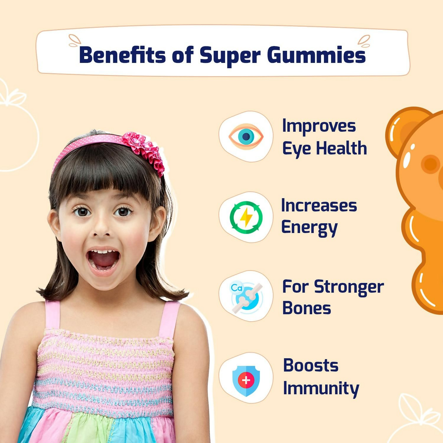 Gritzo Super Gummies, Multivitamin for Kids (Natural Orange Flavour) | Grocsy