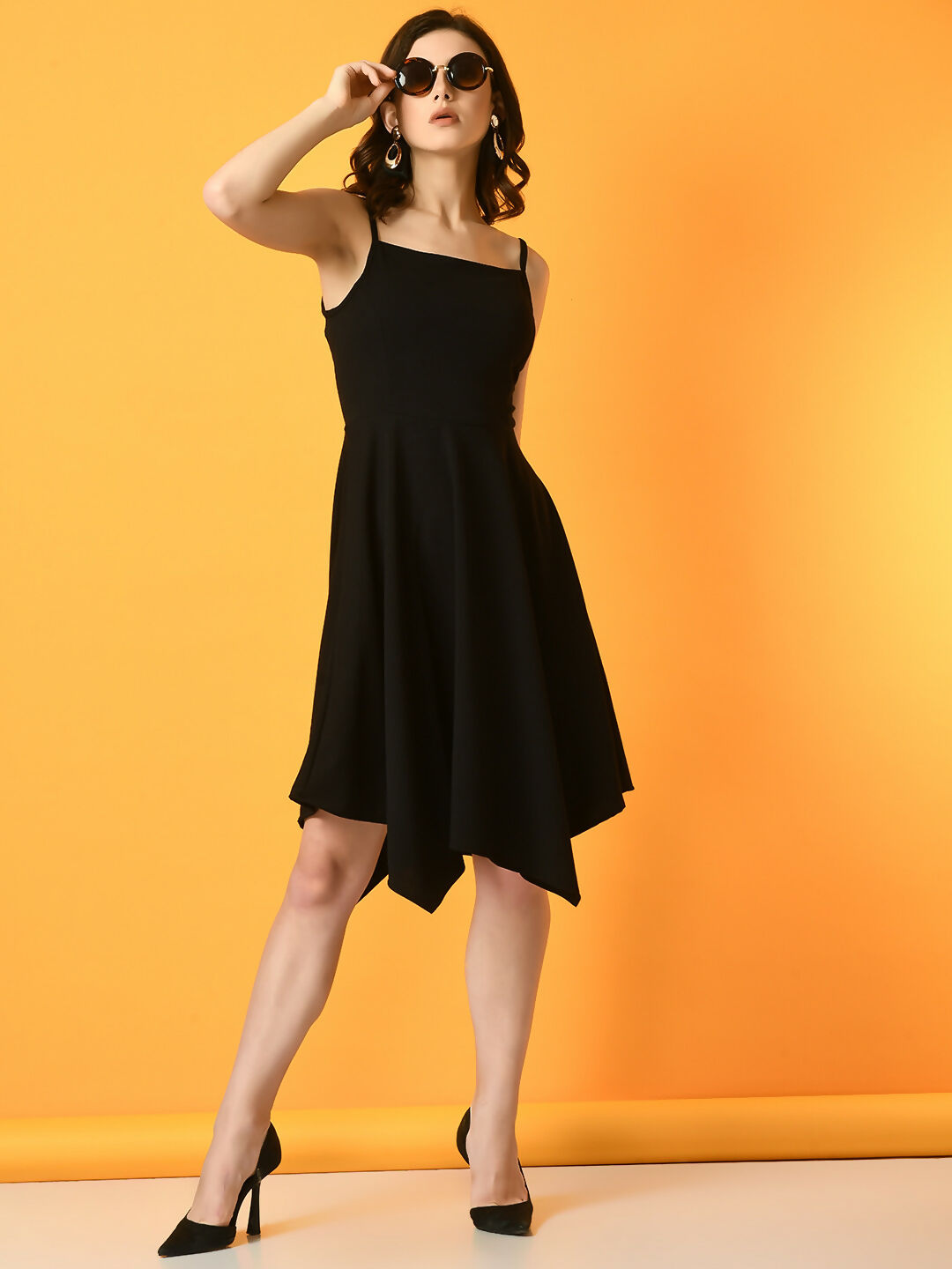 Myshka Women's Black Solid Party Dress | Grocsy