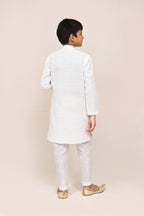 Joban Fashion Pure Linen White Kurta With Straight Fit Pant | Grocsy