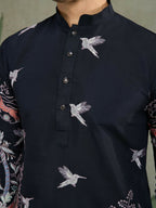 Vastranavya Black Exclusive Festival Wear Viscose Silk Thread & Sequence Embroidered Work Kurta | Grocsy