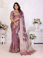 Aastha Fashion Purple Soft Organza Silk Weaving Saree | Grocsy