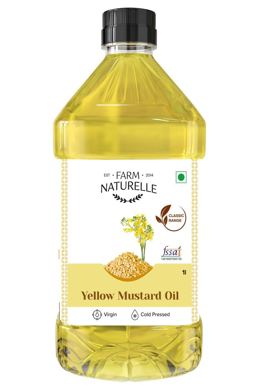 Farm Naturelle Cold Pressed Virgin Kachi Ghani Virgin Yellow Mustard Oil | Grocsy