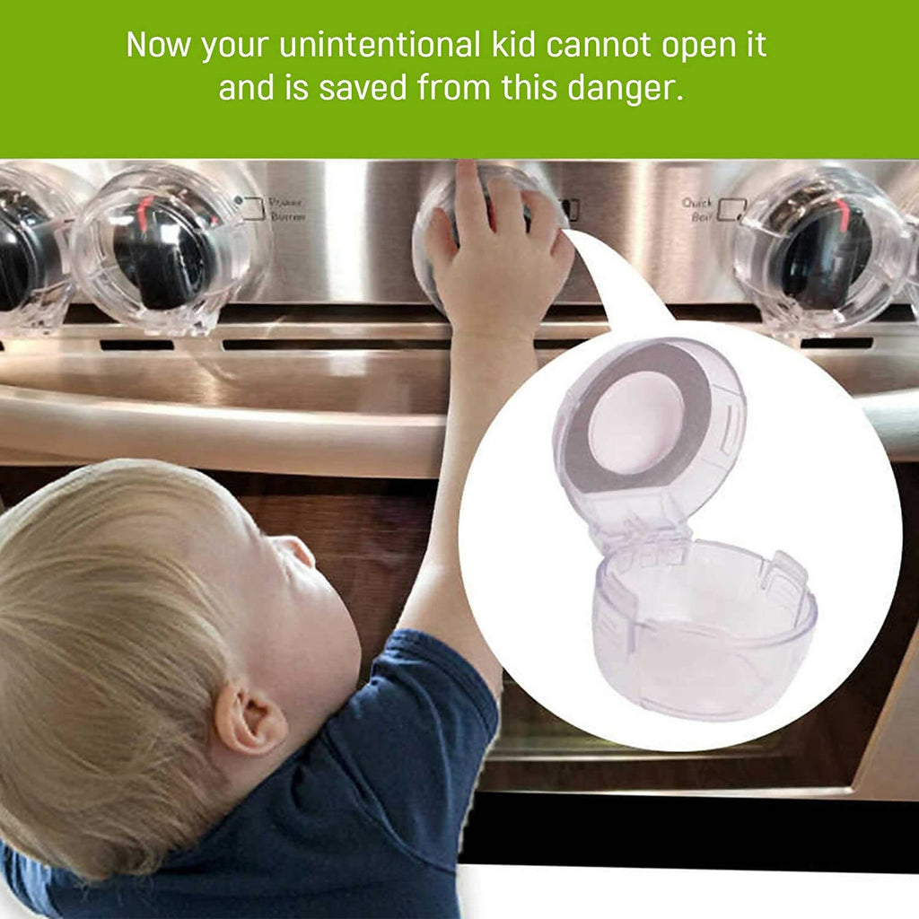 Safe-O-Kid Gas Stove Knobs Transparent Guards for Indoor Baby Safety Set of 2 Pcs | Grocsy