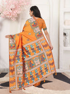 Shree Shyam Fashion Silk Blend Orange Saree | Grocsy