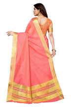 Vamika Peach Cotton Polyester Silk Weaving Saree | Grocsy